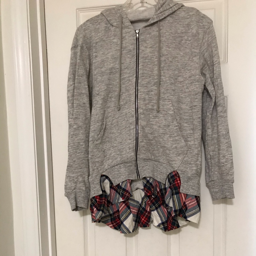 CLU hoodie with plaid ruffles